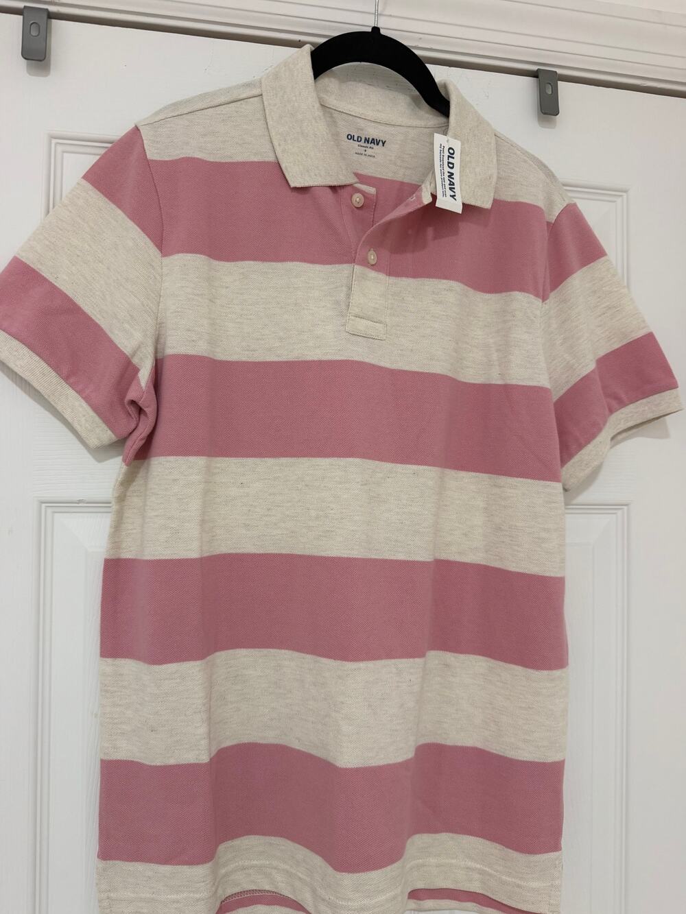 Old Navy - Men's - Striped Polo Shirt - Pink - Size Small - NWT
